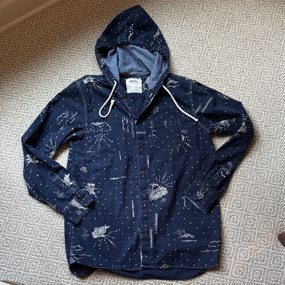 Vans Blue Button-Up Shirt with White Accents